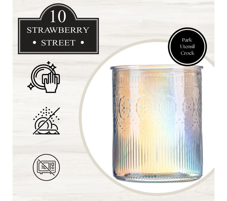 10 Strawberry Street Park Glass Utensil Crock
