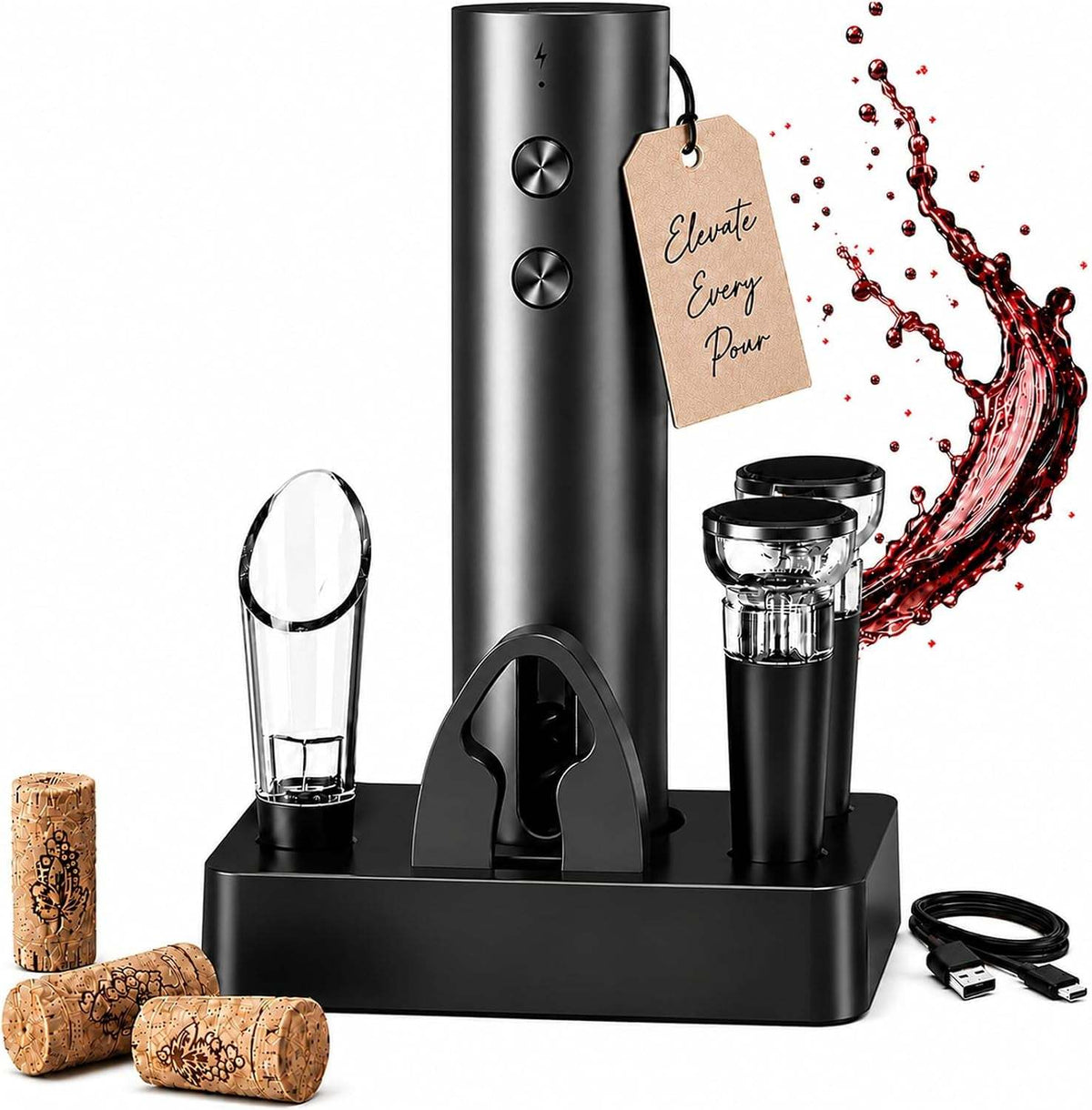 Electric Wine Opener, Rechargeable Automatic Wine Bottle Opener Set