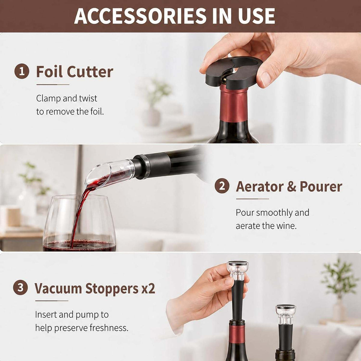 Electric Wine Opener, Rechargeable Automatic Wine Bottle Opener Set
