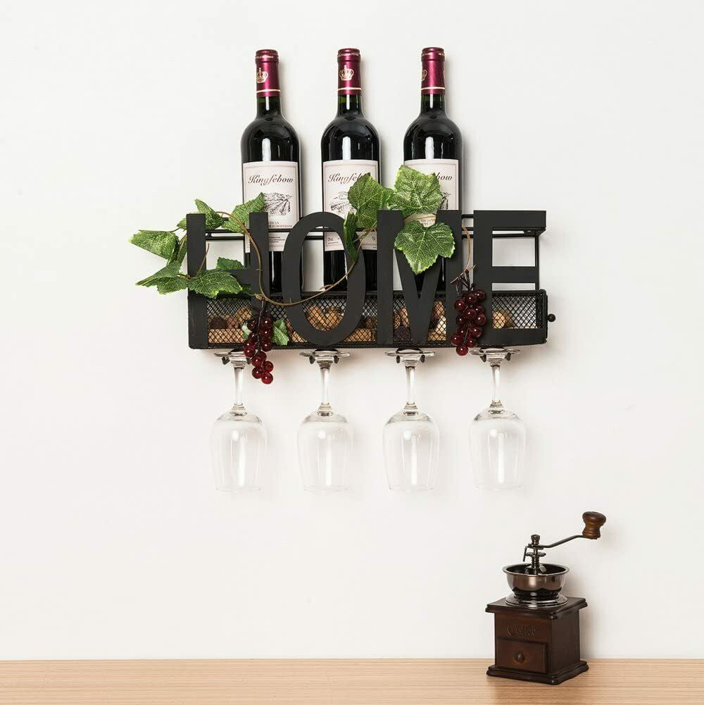 Soporte De Metal Para Botellas Y Copas De Vino De Soduku, Para Montar En La Pare