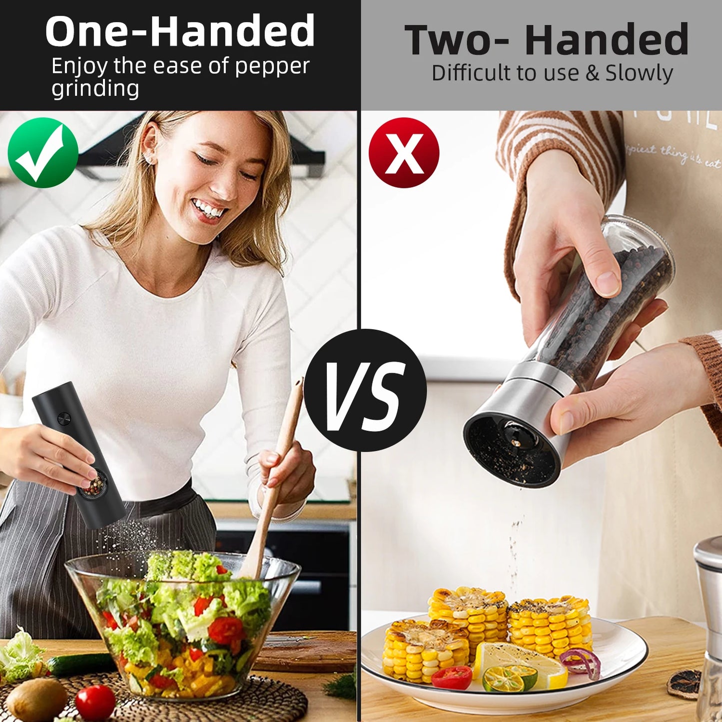 Set de Molinillos Eléctricos de Sal y Pimienta