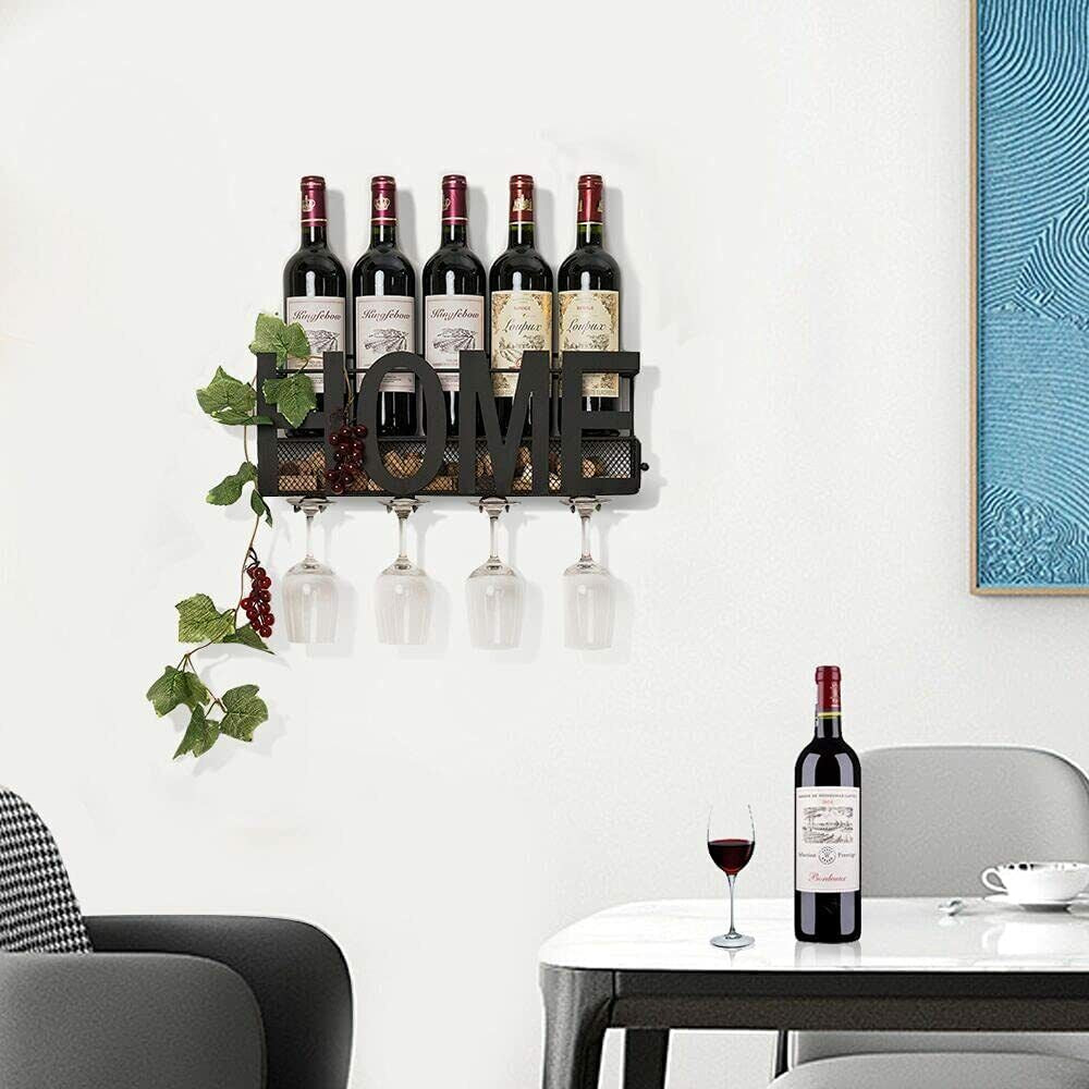 Soporte De Metal Para Botellas Y Copas De Vino De Soduku, Para Montar En La Pare