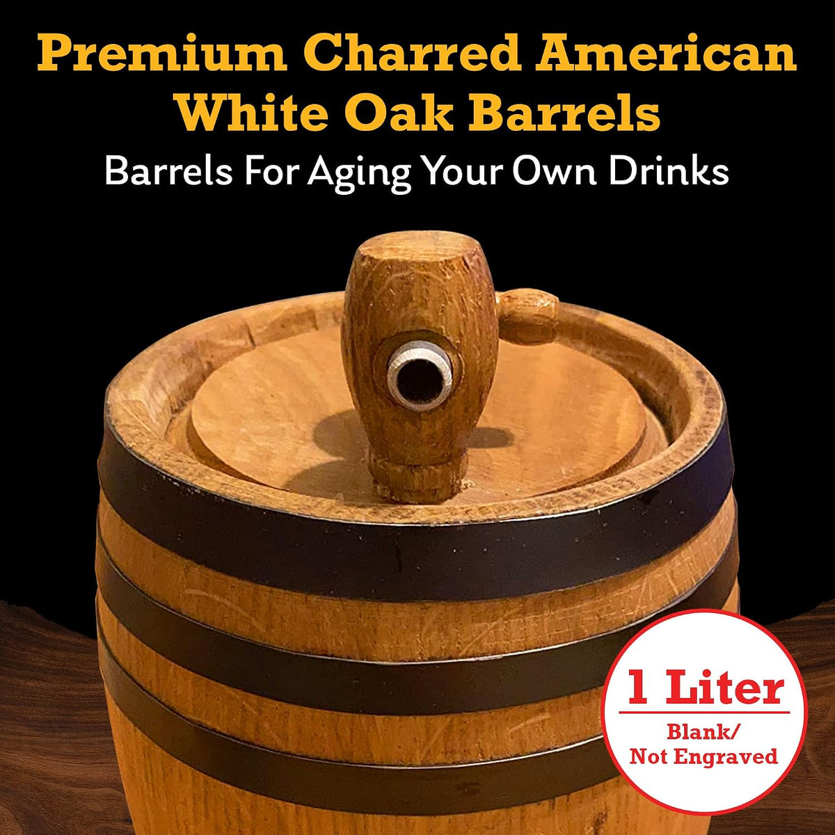 Top of the 1 liter charred American white oak barrel with its bung