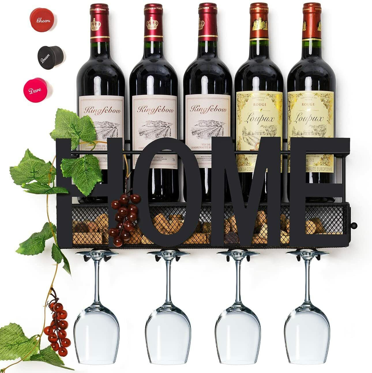 Soporte De Metal Para Botellas Y Copas De Vino De Soduku, Para Montar En La Pare