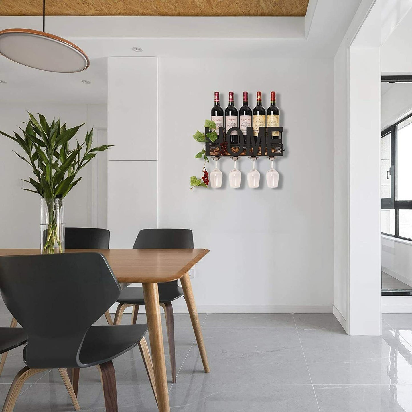 Soporte De Metal Para Botellas Y Copas De Vino De Soduku, Para Montar En La Pare