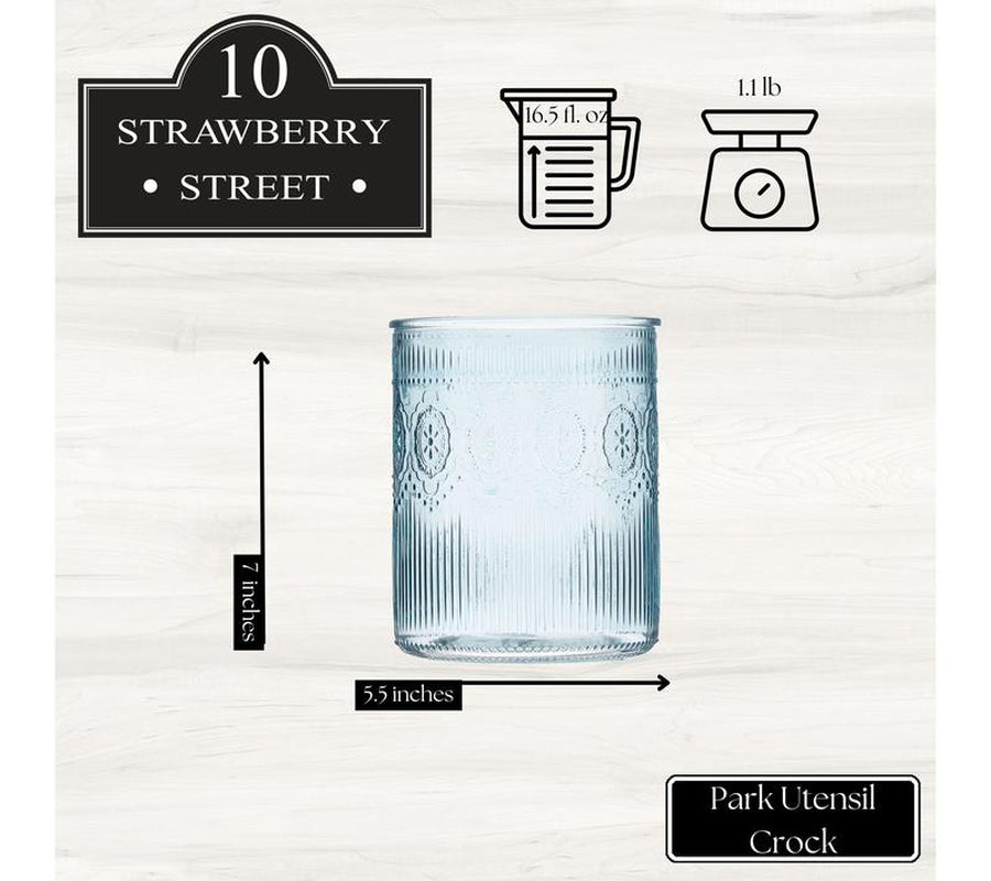 10 Strawberry Street Park Glass Utensil Crock