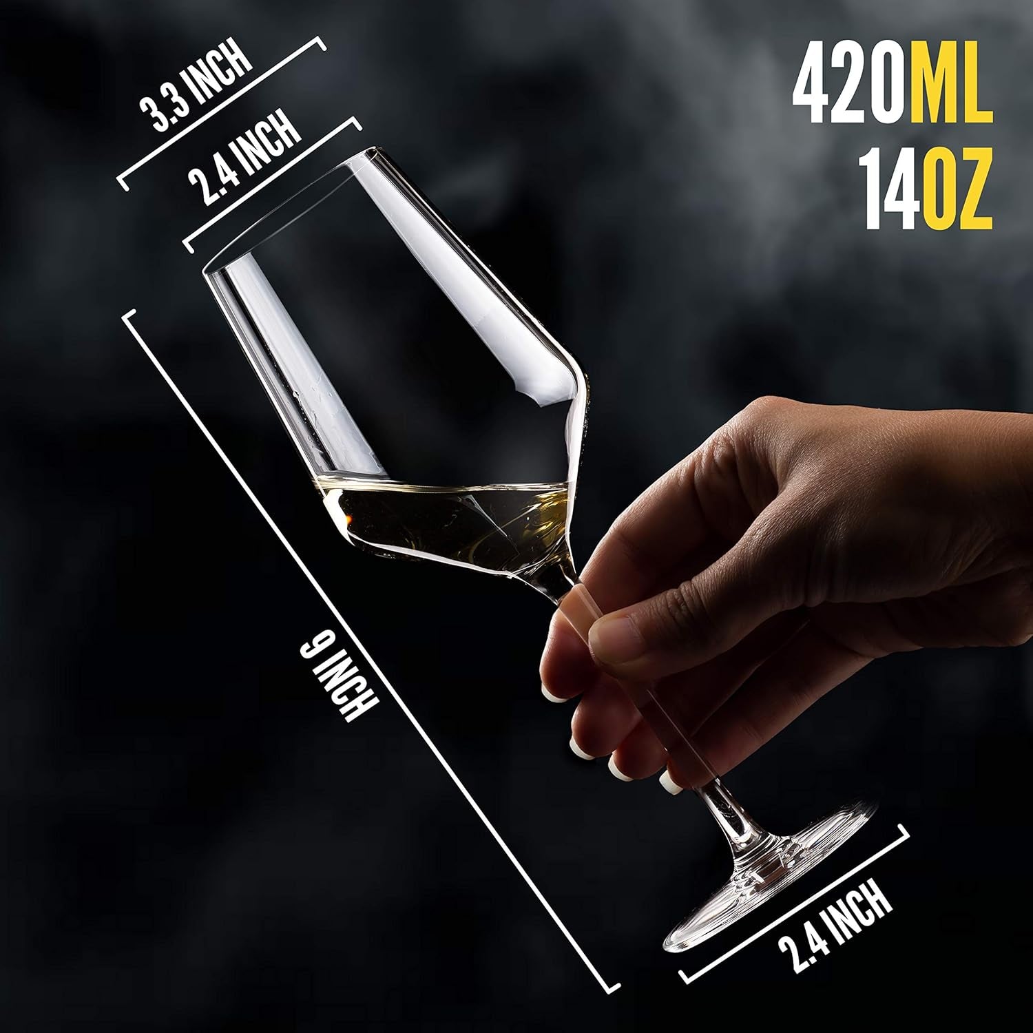 White Wine Glasses Set of 2-14Oz Modern Wine Glasses, Crystal Copas De Vino, Restaurant Glassware, Stem Glasses Drinking Sauvignon Blanc, Chardonnay Wine Glass for White and Red Wine