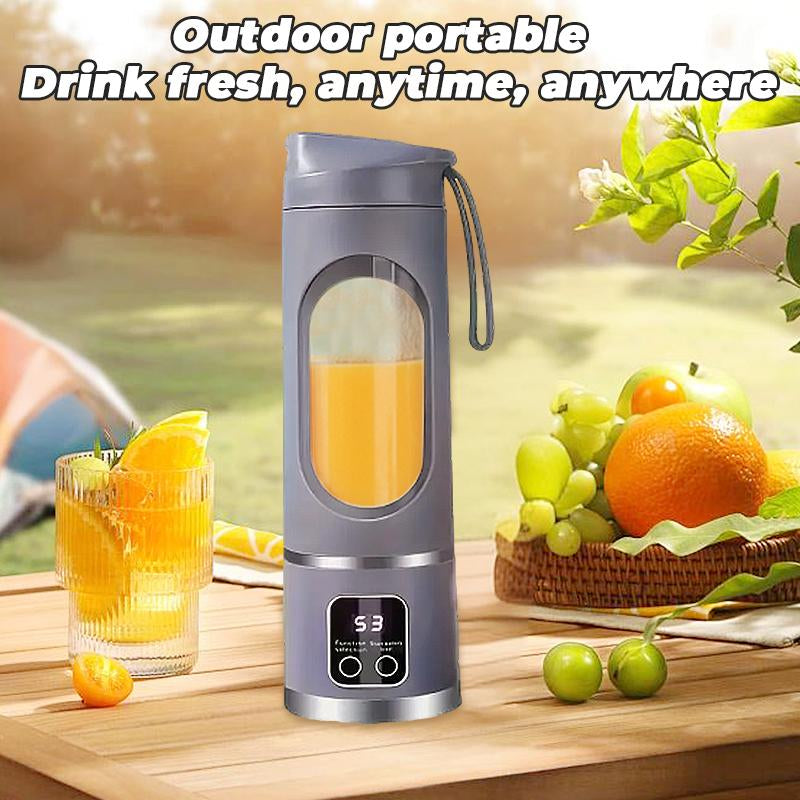 Portable Juicer Cold Press – LED Display USB Rechargeable Blender (450Ml Compact), for Smoothies/Shakes & Back to School Use, Essential Kitchen Gadget & Practical Mens Gift