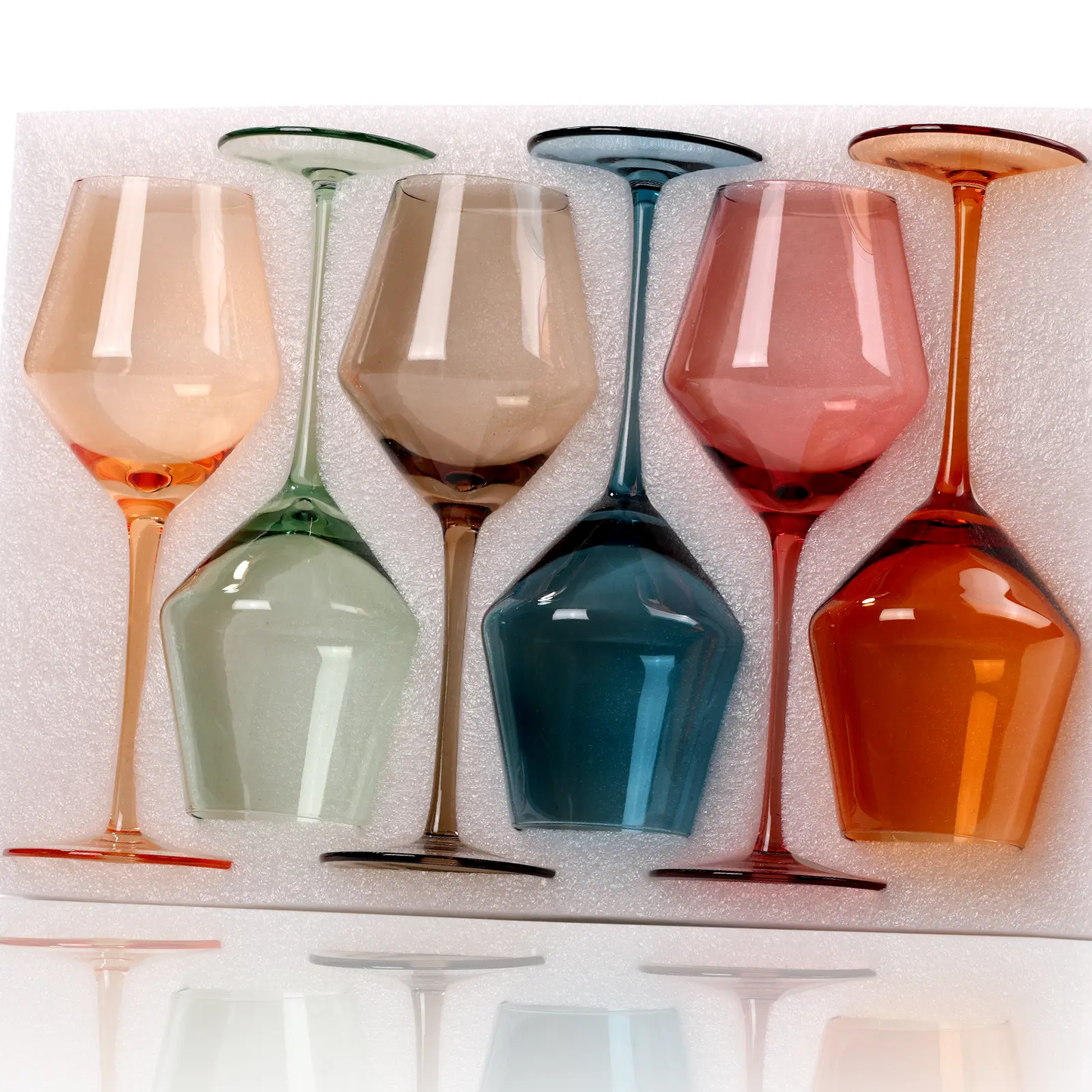 Handblown Colored Wine Glasses Set - 6 Piece Multicolor