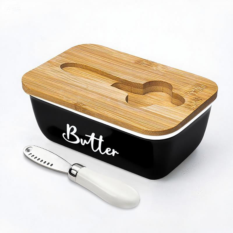 Ceramic Butter Dish with Lid & Curler Knife – Premium Large Countertop Keeper for Kitchen Farmhouse Decor, High-Quality Double Silicone Sealing, Easy-Clean Finish, Perfect Kitchenware. Butter Lover .White