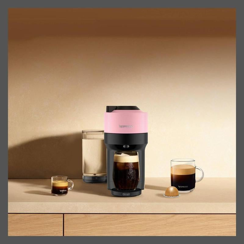 Nespresso 25.4 Oz Espresso Maker Machine Pink Vertuo Pop Coffee Delonghi Milk