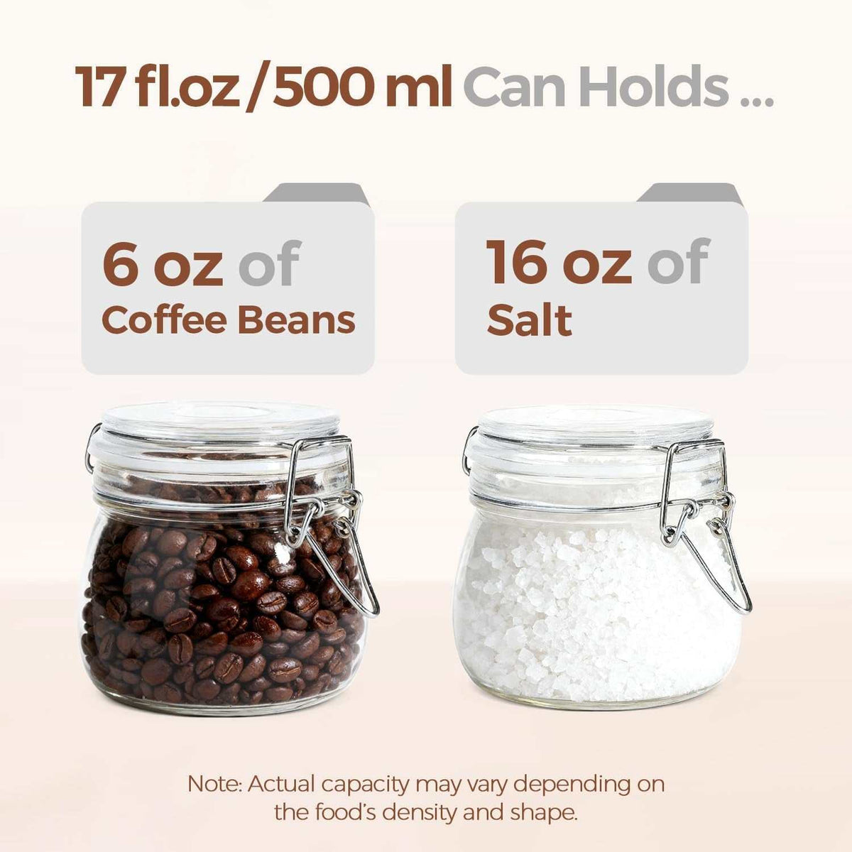 6-Pack 17oz Short Glass Storage Jars with Lids - Airtight Pint-Sized Canning Jars for Jams, Pickling, and Pantry Organization