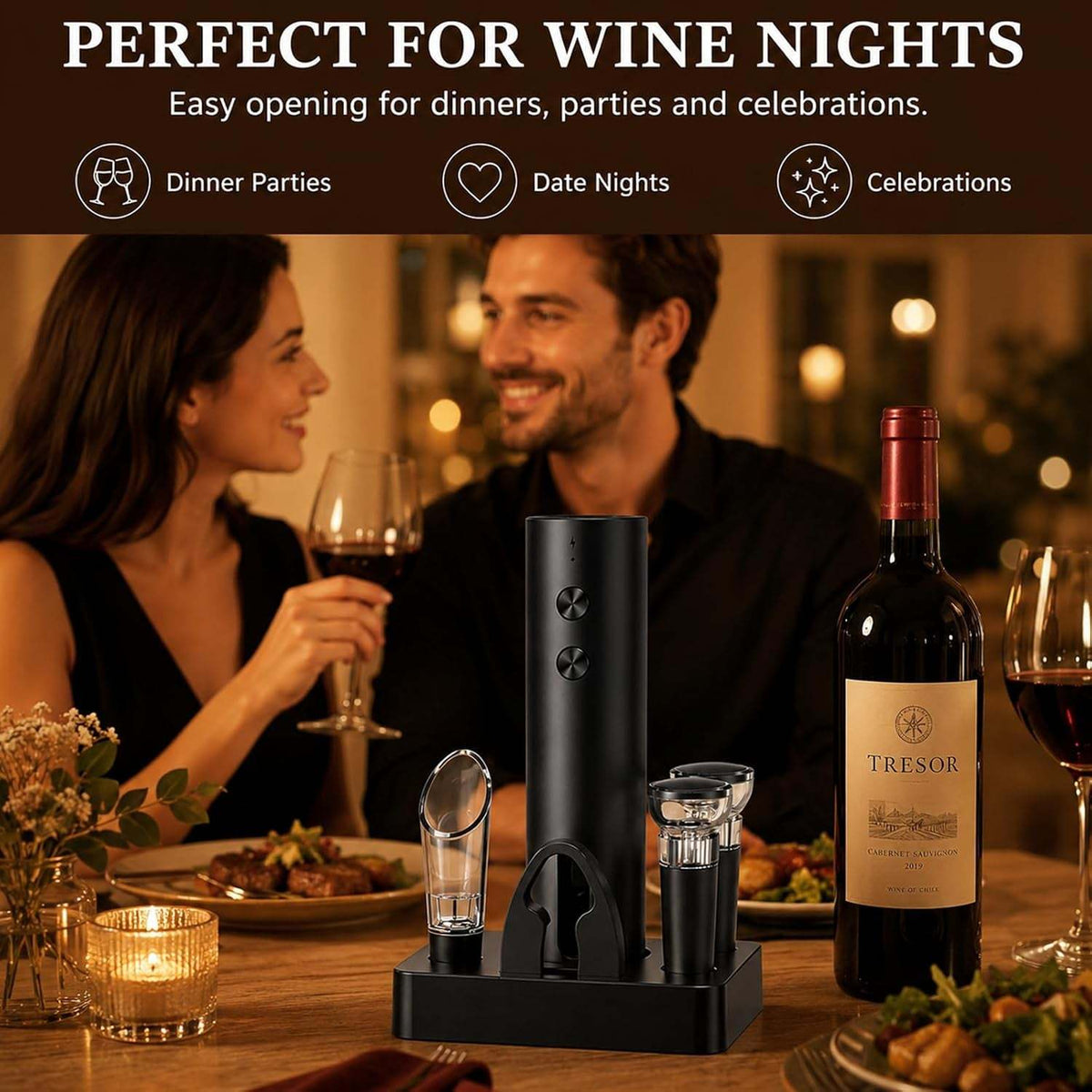 Electric Wine Opener, Rechargeable Automatic Wine Bottle Opener Set