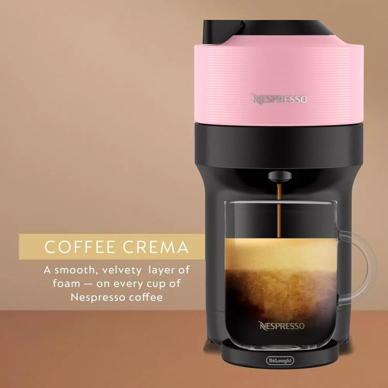 Nespresso 25.4 Oz Espresso Maker Machine Pink Vertuo Pop Coffee Delonghi Milk