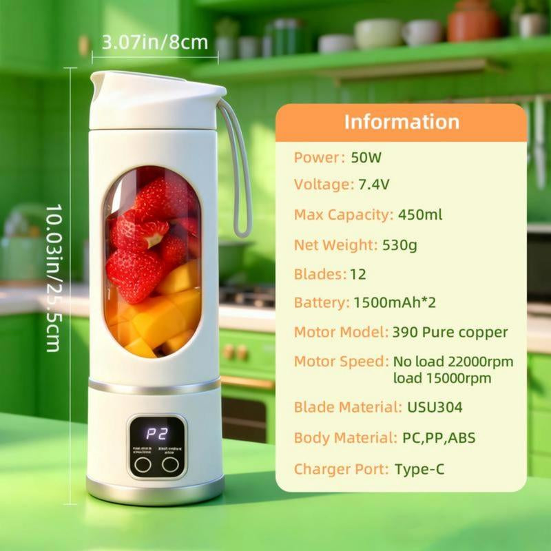 The Ultimate Portable Blender! Rechargeable USB & Compact for Smoothies on the Go - Perfect for Travel, Back to School & Gym! Leak-Proof Design, Makes Shakes & Baby Food in Seconds Cup Juicer Rechargeable Mini Blender Vegetables