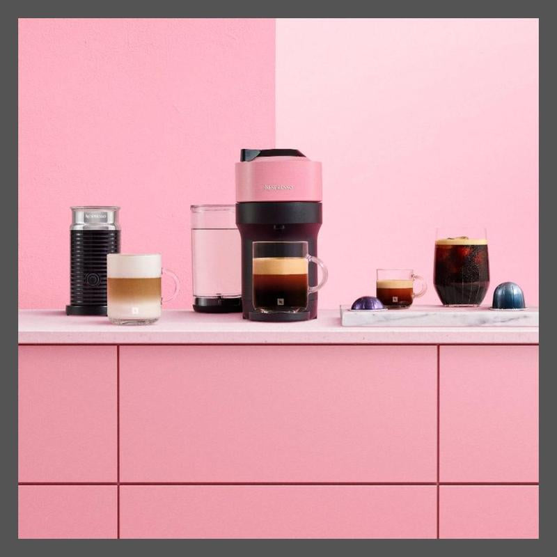 Nespresso 25.4 Oz Espresso Maker Machine Pink Vertuo Pop Coffee Delonghi Milk