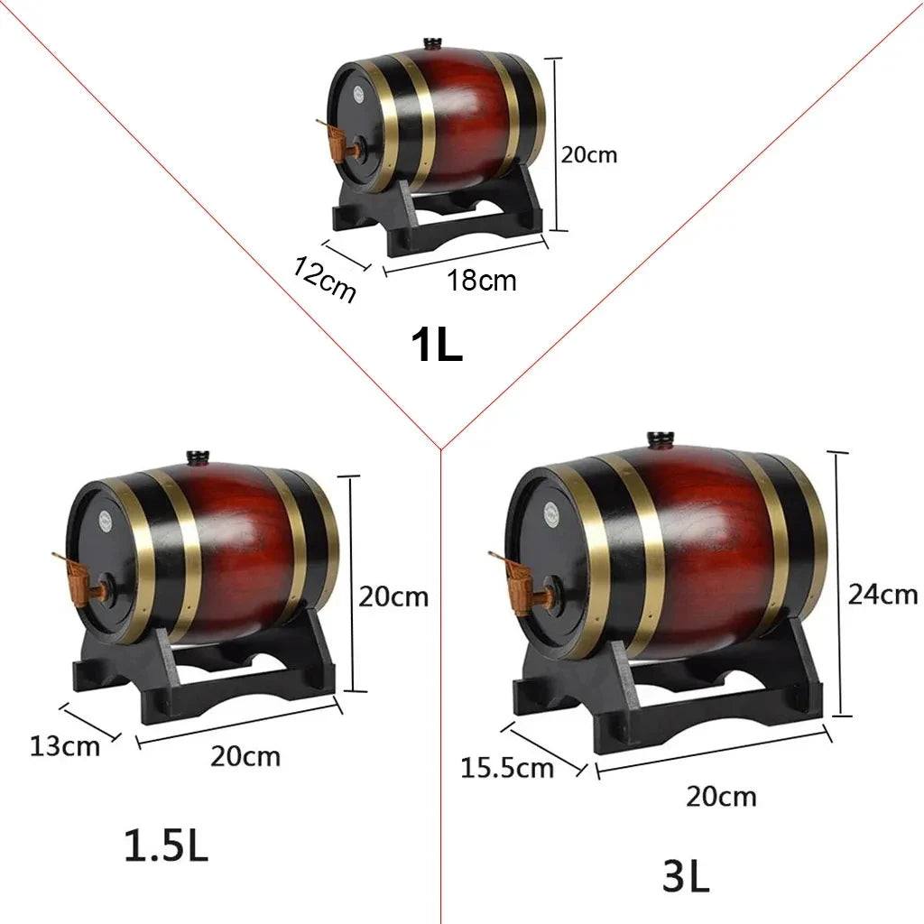 New 1L/1.5L/3L Wood Wine Barrel Vintage Oak Beer Brewing Accessories Whiskey Storage Container Home Decoration Wine Bar Tools