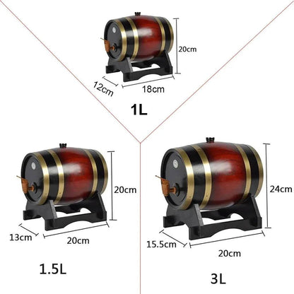 New 1L/1.5L/3L Wood Wine Barrel Vintage Oak Beer Brewing Accessories Whiskey Storage Container Home Decoration Wine Bar Tools