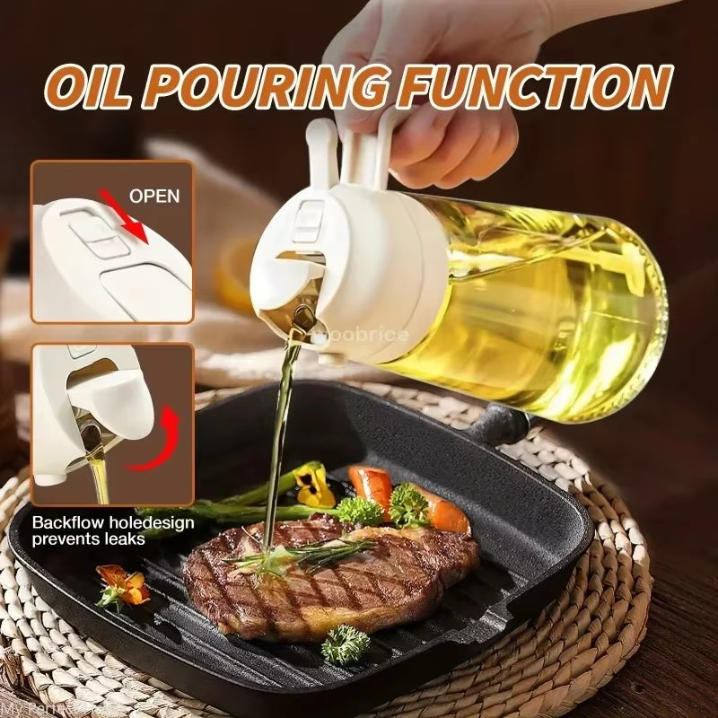 Versatile Olive Oil Spray Bottle - 2-in-1 Kitchen Dispenser for Cooking & Frying