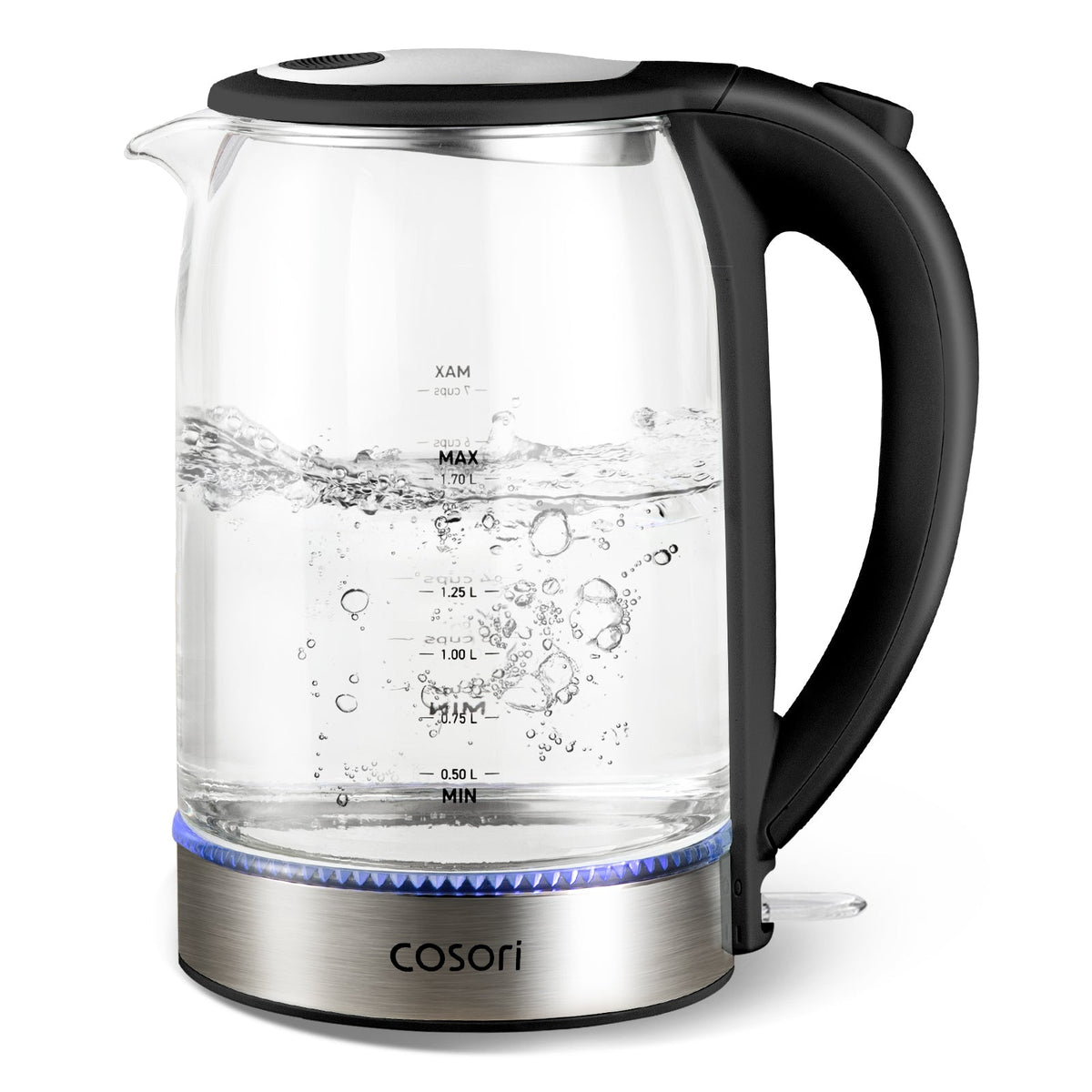 Cosori electric glass kettle with boiling water, 1.7 L