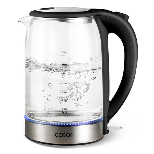 Cosori electric glass kettle with boiling water, 1.7 L