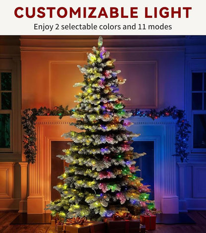 YITAHOME 6.5/7.5/9 FT Artificial Christmas Tree(With Lights), Pre-Decorated Special Style Christmas Tree, for Party, Home Decor