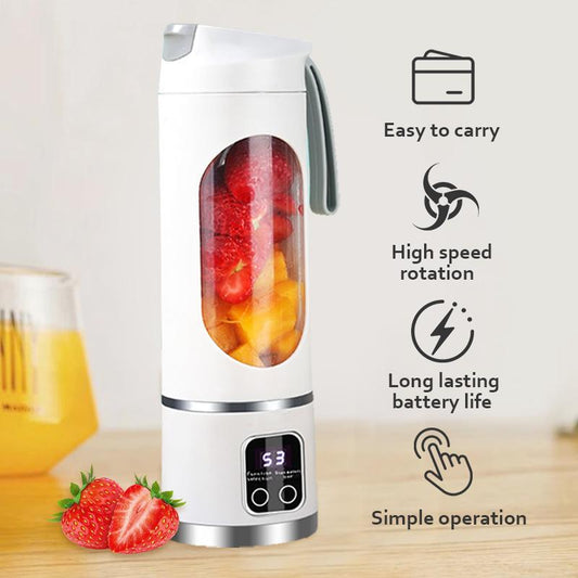 Portable Juicer Cold Press – LED Display USB Rechargeable Blender (450Ml Compact), for Smoothies/Shakes & Back to School Use, Essential Kitchen Gadget & Practical Mens Gift
