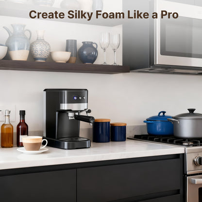 Experience Barista-Quality Coffee at Home with the NICWIN 15-Bar Espresso Machine Featuring Auto Milk Frother and Steam Wand
