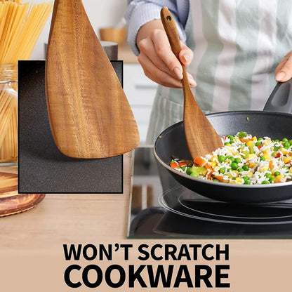 Premium 6-Piece Wooden Utensils Set - Non-Stick Kitchen Tools for Effortless Cooking and Serving
