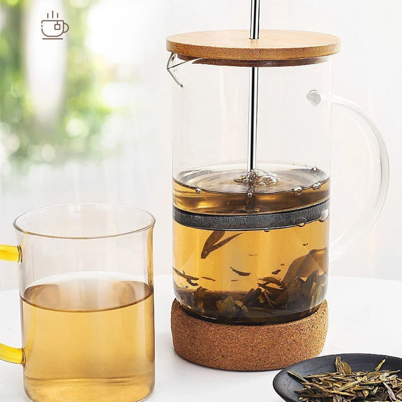 Elevate Your Brewing Experience with Our High Borosilicate Glass French Press Coffee Pot - Perfect for Coffee, Tea, and Frothing Milk!