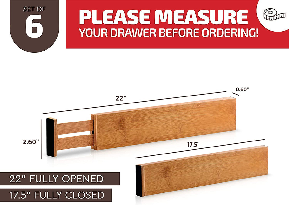 Maximize Your Space with 6-Pack Adjustable Drawer Dividers - Perfect Organizer for Dressers (16-22 Inch)