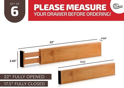 Maximize Your Space with 6-Pack Adjustable Drawer Dividers - Perfect Organizer for Dressers (16-22 Inch)