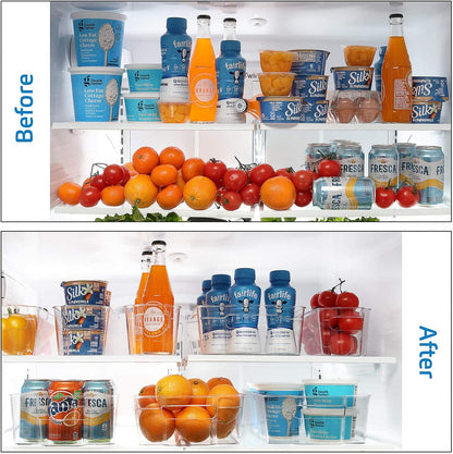 14-Piece Refrigerator Organizer Set - Stackable Clear Acrylic Bins for Efficient Fridge and Freezer Organization (Model: VDS-SB-BIN-14SET)