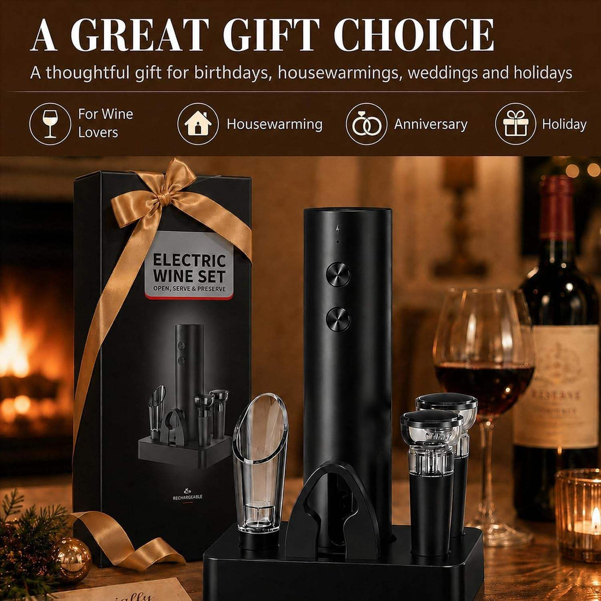 Electric Wine Opener, Rechargeable Automatic Wine Bottle Opener Set