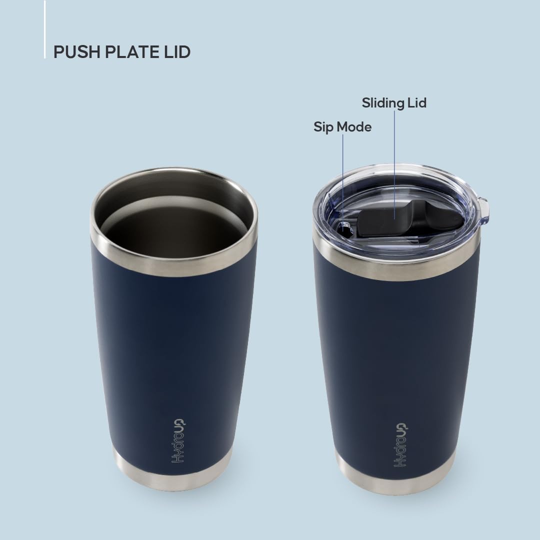 20 oz Stainless Steel Insulated Tumbler with Lid - Travel Coffee Mug & Iced Beverage Cup 