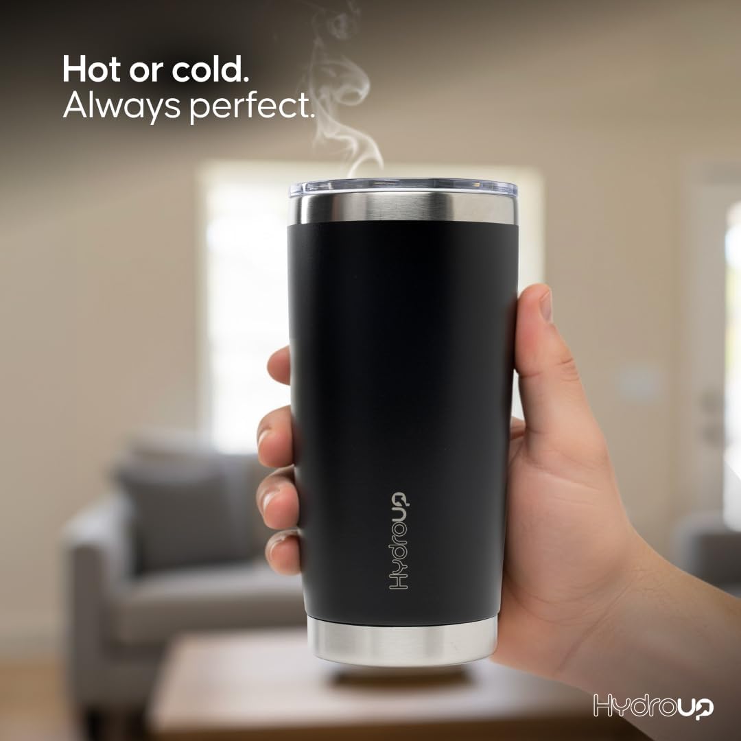 20 oz Stainless Steel Insulated Tumbler with Lid - Travel Coffee Mug & Iced Beverage Cup 