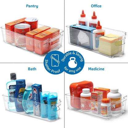 14-Piece Refrigerator Organizer Set - Stackable Clear Acrylic Bins for Efficient Fridge and Freezer Organization (Model: VDS-SB-BIN-14SET)