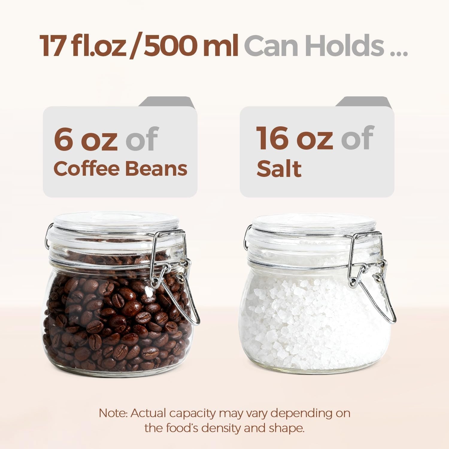 6-Pack 17oz Short Glass Storage Jars with Lids - Airtight Pint-Sized Canning Jars for Jams, Pickling, and Pantry Organization