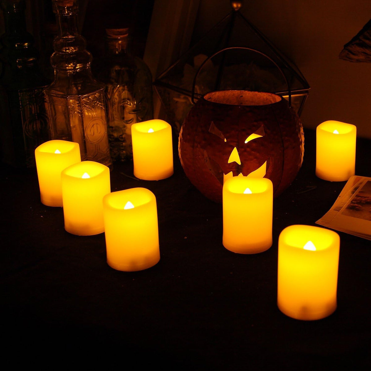 24-Pack White Battery-Operated Flameless LED Votive Candles with Flickering Effect