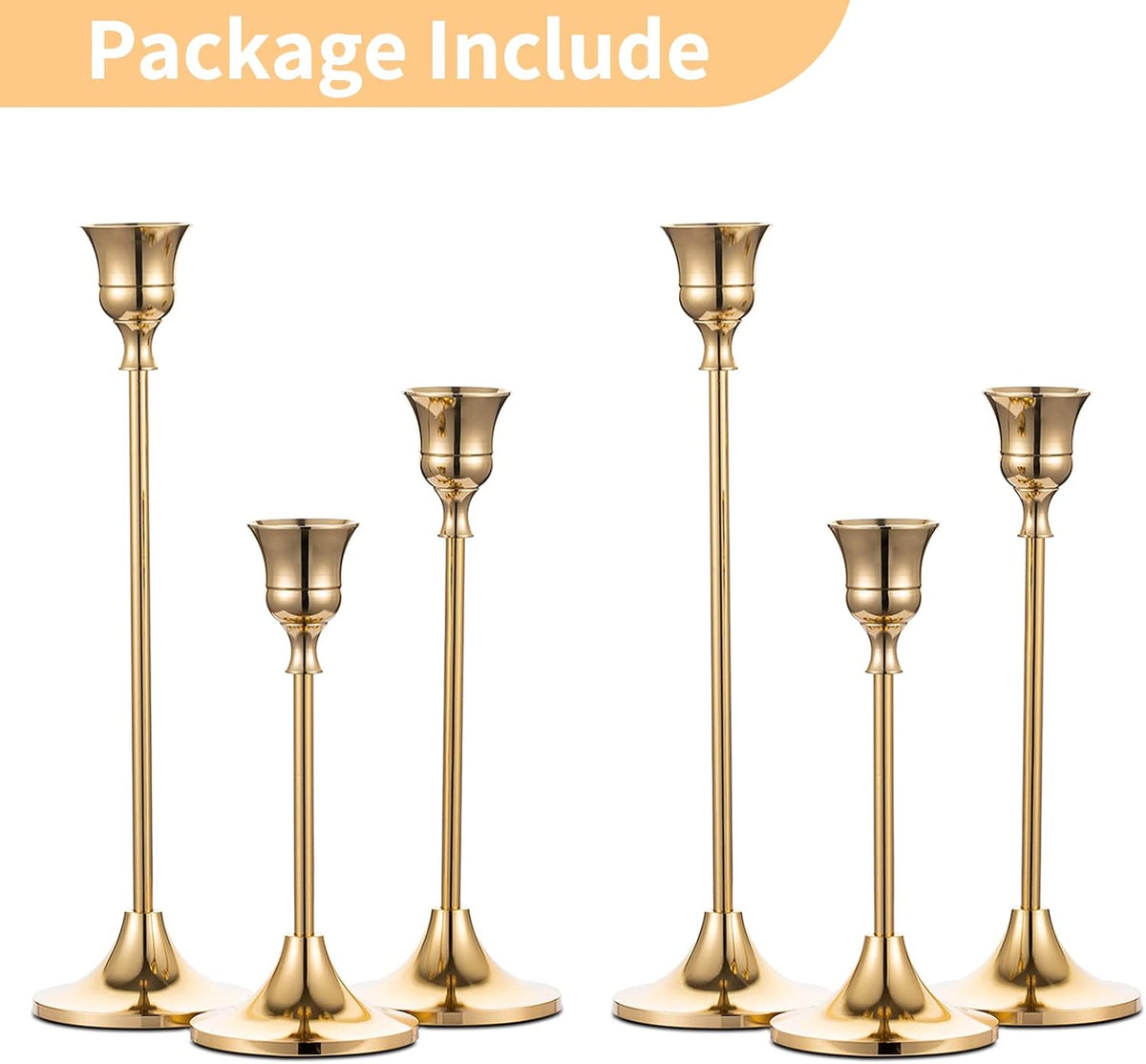 The six gold candle holders without candles