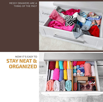 Maximize Your Space with 6-Pack Adjustable Drawer Dividers - Perfect Organizer for Dressers (16-22 Inch)