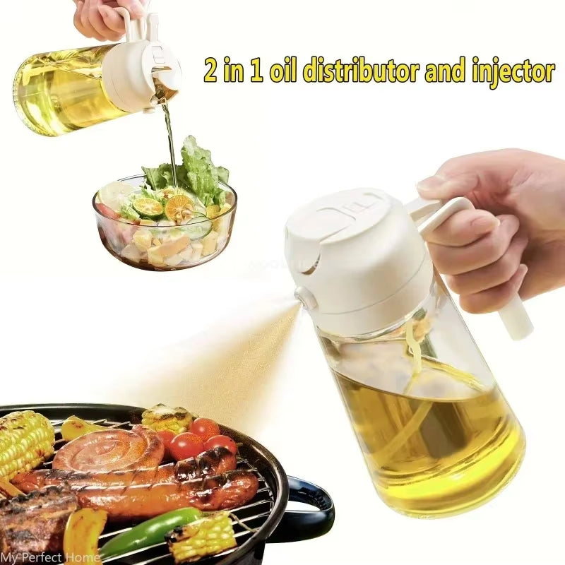Versatile Olive Oil Spray Bottle - 2-in-1 Kitchen Dispenser for Cooking & Frying