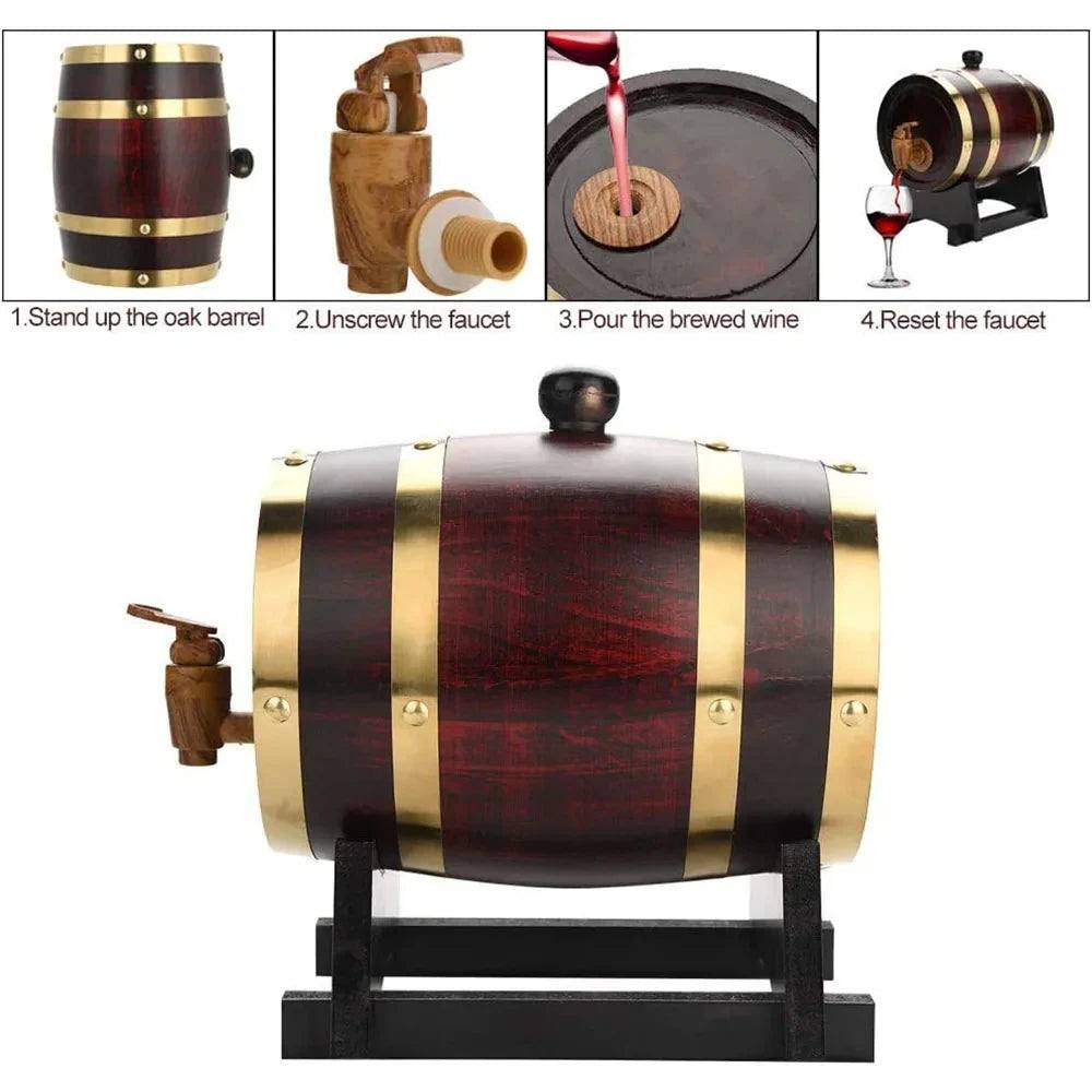 New 1L/1.5L/3L Wood Wine Barrel Vintage Oak Beer Brewing Accessories Whiskey Storage Container Home Decoration Wine Bar Tools