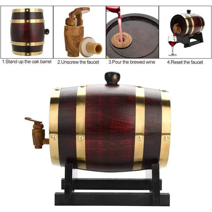 New 1L/1.5L/3L Wood Wine Barrel Vintage Oak Beer Brewing Accessories Whiskey Storage Container Home Decoration Wine Bar Tools