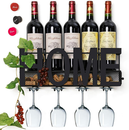 Soporte De Metal Para Botellas Y Copas De Vino De Soduku, Para Montar En La Pare