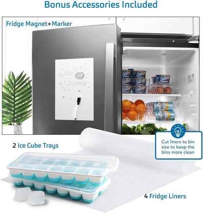 14-Piece Refrigerator Organizer Set - Stackable Clear Acrylic Bins for Efficient Fridge and Freezer Organization (Model: VDS-SB-BIN-14SET)