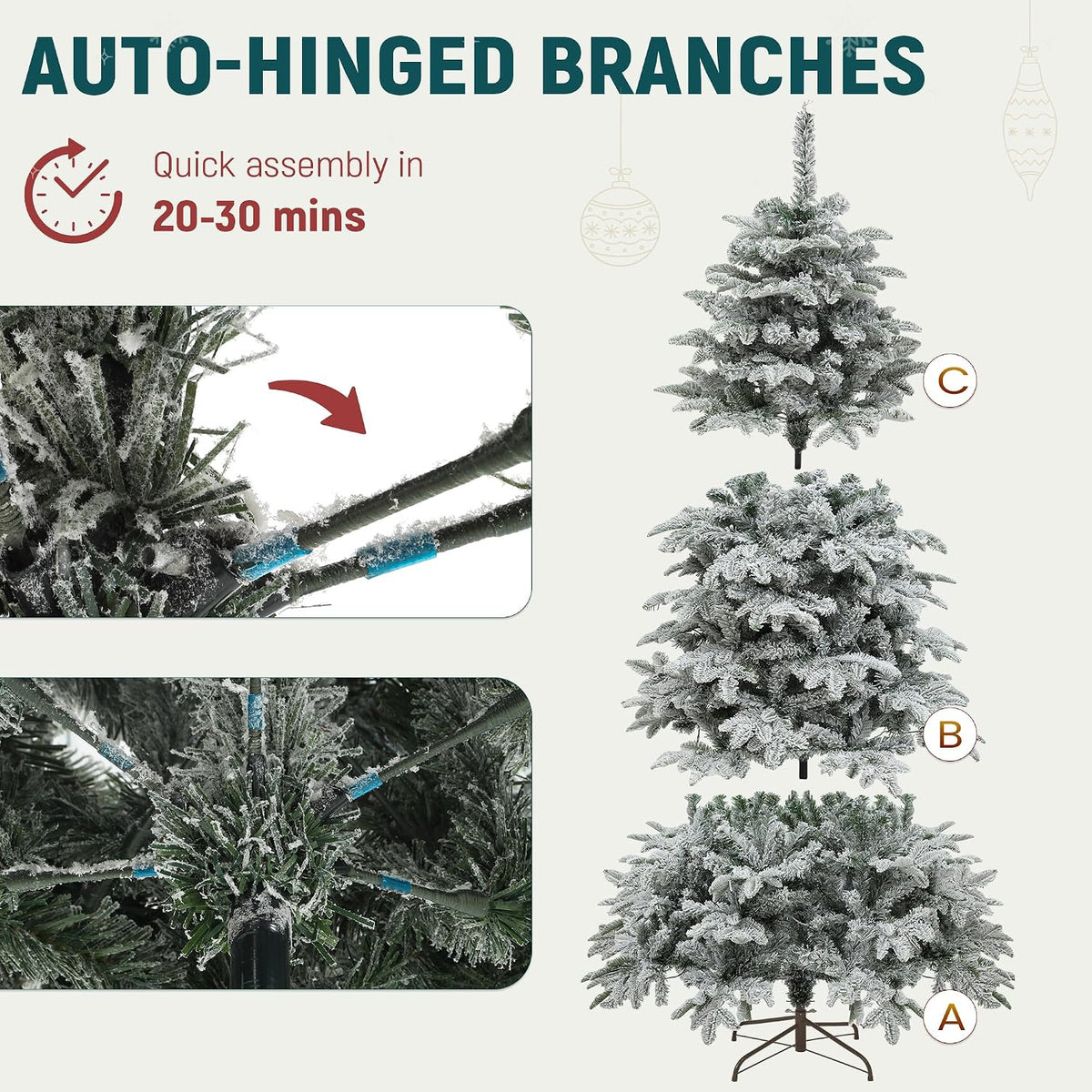 Hinged branches and the three sections of the tree