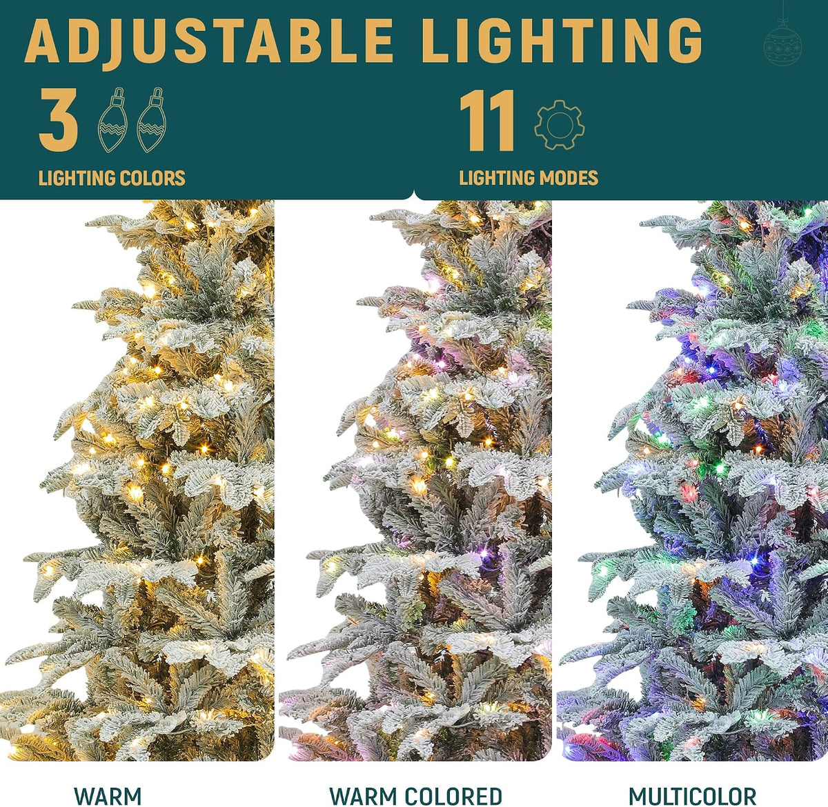 Three light looks: warm, warm with color and multicolor