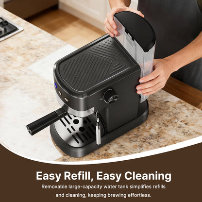 Experience Barista-Quality Coffee at Home with the NICWIN 15-Bar Espresso Machine Featuring Auto Milk Frother and Steam Wand