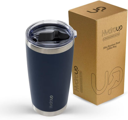 20 oz Stainless Steel Insulated Tumbler with Lid - Travel Coffee Mug & Iced Beverage Cup 